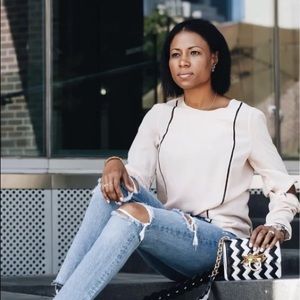 3.1 Phillip Lim Silk Chiffon Long Sleeve Zipper Ruffle Detail Blouse Shirt Pink